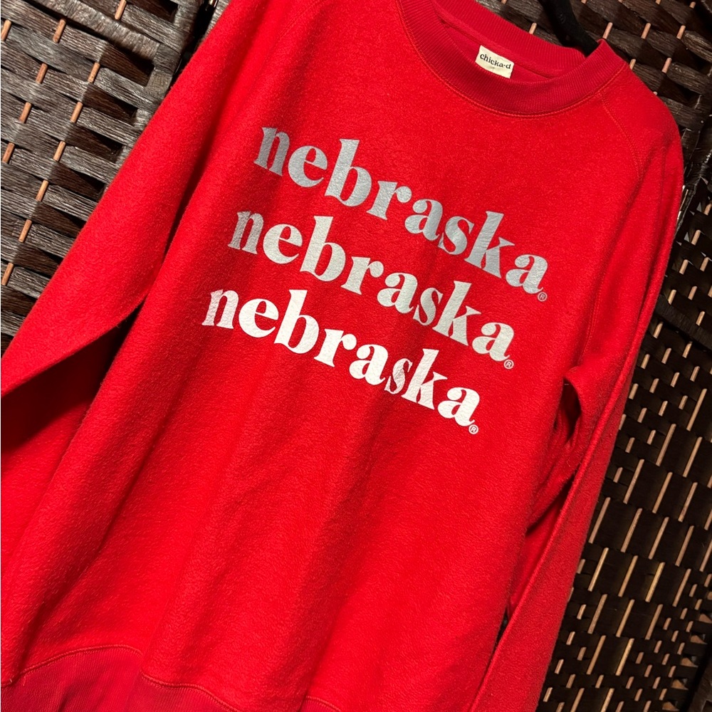 NWT! Chicka-d Nebraska Huskers Red Crewneck Sweatshirt Medium - Picture 3 of 7